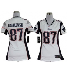 Women Nike New England Patriots 87 Gronkowski White Jersey