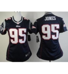 Women Nike New England Patriots #95 Chandler Jones Navy Blue Team Color NFL Jersey
