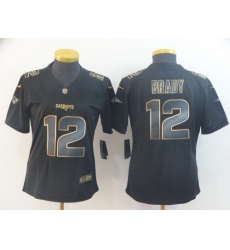 Women Nike Patriots 12 Tom Brady Black Gold Vapor Untouchable Limited Jersey