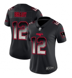 Women Patriots 12 Tom Brady Black Stitched Football Vapor Untouchable Limited Smoke Fashion Jersey