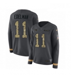Womens Nike New England Patriots 11 Julian Edelman Limited Black Salute to Service Therma Long Sleeve NFL Jersey