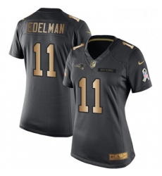 Womens Nike New England Patriots 11 Julian Edelman Limited BlackGold Salute to Service NFL Jersey