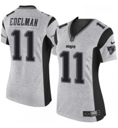 Womens Nike New England Patriots 11 Julian Edelman Limited Gray Gridiron II NFL Jersey