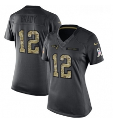 Womens Nike New England Patriots 12 Tom Brady Limited Black 2016 Salute to Service NFL Jersey