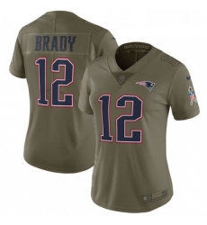 Womens Nike New England Patriots 12 Tom Brady Limited Olive 2017 Salute to Service NFL Jersey