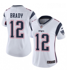 Womens Nike New England Patriots 12 Tom Brady White Vapor Untouchable Limited Player NFL Jersey