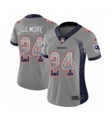 Womens Nike New England Patriots 24 Stephon Gilmore Limited Navy Blue Therma Long Sleeve NFL Jersey