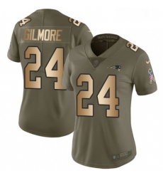 Womens Nike New England Patriots 24 Stephon Gilmore Limited OliveGold 2017 Salute to Service NFL Jersey