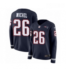 Womens Nike New England Patriots 26 Sony Michel Limited Navy Blue Therma Long Sleeve NFL Jersey