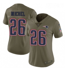Womens Nike New England Patriots 26 Sony Michel Limited Olive Camo 2017 Salute to Service NFL Jersey