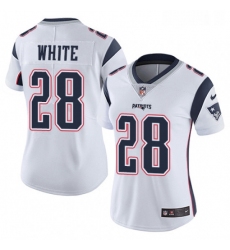 Womens Nike New England Patriots 28 James White White Vapor Untouchable Limited Player NFL Jersey