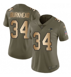 Womens Nike New England Patriots 34 Rex Burkhead Limited OliveGold 2017 Salute to Service NFL Jersey