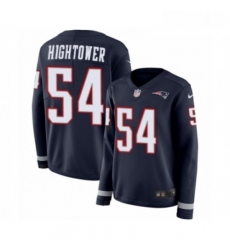 Womens Nike New England Patriots 54 Donta Hightower Limited Navy Blue Therma Long Sleeve NFL Jersey