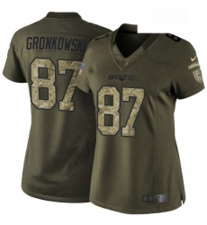 Womens Nike New England Patriots 87 Rob Gronkowski Elite Green Salute to Service NFL Jersey