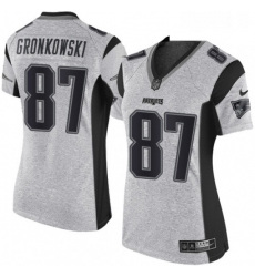 Womens Nike New England Patriots 87 Rob Gronkowski Limited Gray Gridiron II NFL Jersey