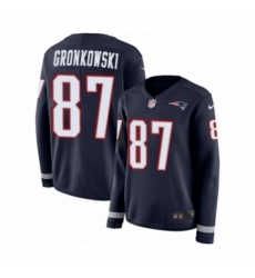 Womens Nike New England Patriots 87 Rob Gronkowski Limited Navy Blue Therma Long Sleeve NFL Jersey