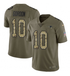 Nike Patriots #10 Josh Gordon Olive Camo Youth Stitched NFL Limited 2017 Salute to Service Jersey