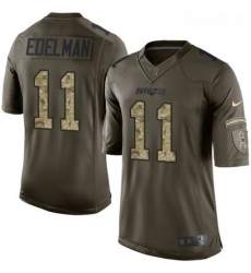 Youth Nike New England Patriots 11 Julian Edelman Elite Green Salute to Service NFL Jersey