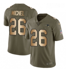 Youth Nike New England Patriots 26 Sony Michel Limited Olive Gold 2017 Salute to Service NFL Jersey