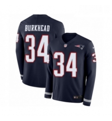 Youth Nike New England Patriots 34 Rex Burkhead Limited Navy Blue Therma Long Sleeve NFL Jersey
