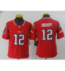 Youth Nike Patriots 12 Tom Brady Red Youth Inverted Legend Limited Jersey