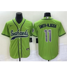 Men Seattle Seahawks 11 Jaxon Smith Njigba Green With Patch Cool Base Stitched Baseball Jersey