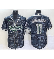 Men Seattle Seahawks 11 Jaxon Smith Njigba Grey With Patch Cool Base Stitched Baseball Jersey