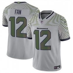Men Seattle Seahawks 12 Fan Grey 2025 F U S E Rivalries Vapor Untouchable Limited Stitched Football Jersey