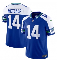 Men Seattle Seahawks 14 D K Metcalf Royal 2023 F U S E Throwback Vapor Limited Stitched Football Jersey
