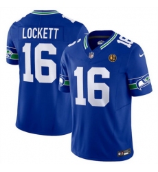 Men Seattle Seahawks 16 Tyler Lockett Royal 2023 F U S E  Throwback With John Madden Patch Vapor Limited Stitched Football Jersey