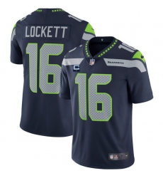 Men Seattle Seahawks 2022 #16 Tyler Lockett Navy With 1-star C Patch Vapor Untouchable Limited Stitched NFL Jersey