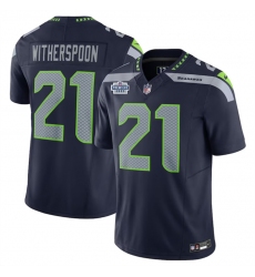 Men Seattle Seahawks 21 Devon Witherspoon Navy 2023 F U S E  Vapor Limited Stitched Football Jersey