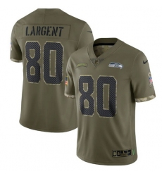 Men Seattle Seahawks 80 Steve Largent Olive 2022 Salute To Service Limited Stitched Jersey