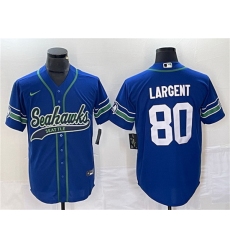 Men Seattle Seahawks 80 Steve Largent Royal Throwback Cool Base Stitched Baseball Jersey