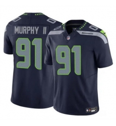 Men Seattle Seahawks 91 Byron Murphy II Navy 2024 Draft F U S E Vapor Limited Stitched Football Jersey