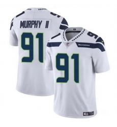 Men Seattle Seahawks 91 Byron Murphy II White 2024 Draft Vapor Limited Stitched Football Jersey