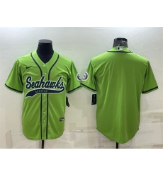 Men Seattle Seahawks Blank Green With Patch Cool Base Stitched Baseball Jersey