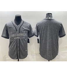 Men Seattle Seahawks Blank Grey With Patch Cool Base Stitched Baseball Jersey