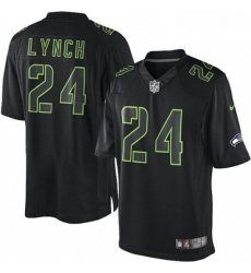 Mens Nike Seattle Seahawks 24 Marshawn Lynch Limited Black Impact NFL Jersey
