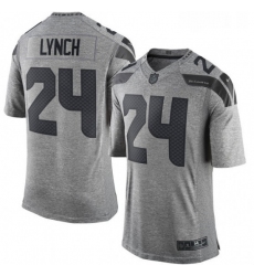 Mens Nike Seattle Seahawks 24 Marshawn Lynch Limited Gray Gridiron NFL Jersey
