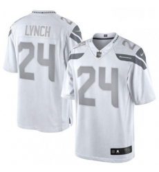Mens Nike Seattle Seahawks 24 Marshawn Lynch Limited White Platinum NFL Jersey