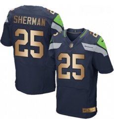 Mens Nike Seattle Seahawks 25 Richard Sherman Elite NavyGold Team Color NFL Jersey