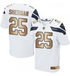 Mens Nike Seattle Seahawks 25 Richard Sherman Elite WhiteGold NFL Jersey