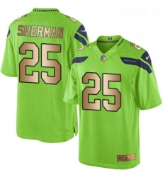 Mens Nike Seattle Seahawks 25 Richard Sherman Limited GreenGold Rush NFL Jersey