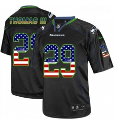 Mens Nike Seattle Seahawks 29 Earl Thomas III Elite Black USA Flag Fashion NFL Jersey
