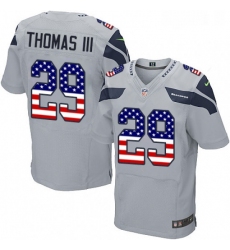 Mens Nike Seattle Seahawks 29 Earl Thomas III Elite Grey Alternate USA Flag Fashion NFL Jersey