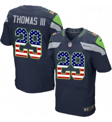 Mens Nike Seattle Seahawks 29 Earl Thomas III Elite Navy Blue Home USA Flag Fashion NFL Jersey