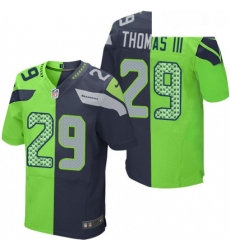 Mens Nike Seattle Seahawks 29 Earl Thomas III Elite NavyGreen Split Fashion NFL Jersey