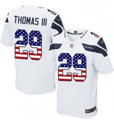 Mens Nike Seattle Seahawks 29 Earl Thomas III Elite White Road USA Flag Fashion NFL Jersey