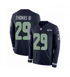 Mens Nike Seattle Seahawks 29 Earl Thomas III Limited Navy Blue Therma Long Sleeve NFL Jersey